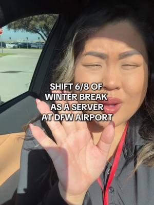 Fun fact… I’m a workaholic that’s allergic to working the whole shift. #inandout #serverlife #fyp #serverproblems #servertiktok #teachersoftiktok #winterbreak #dfwairport 