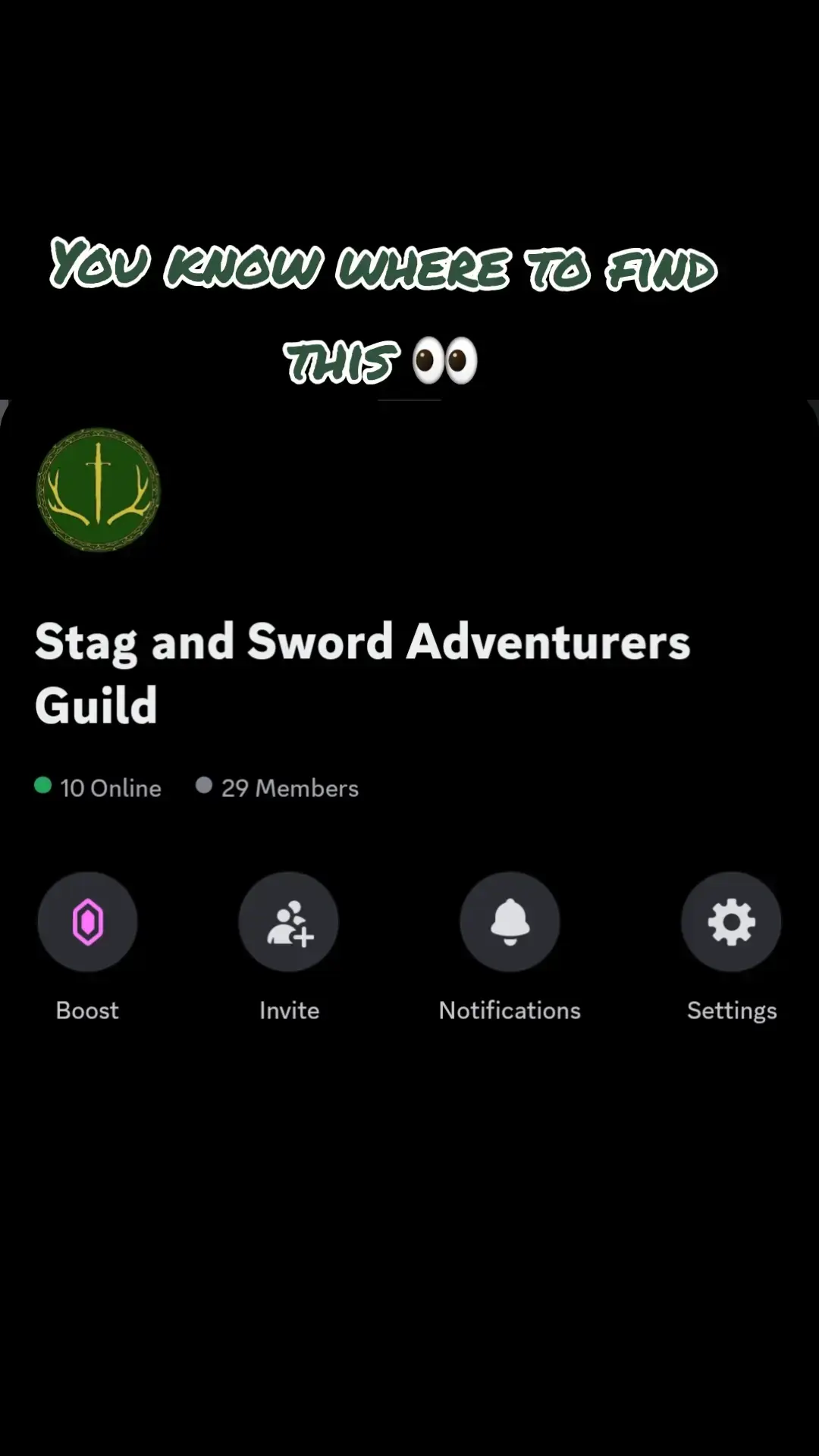 I *finally* feel good enough about this to open it to the public.  The Stag and Sword Adventurers Guild Discord is now live! I'll be putting all sorts of statblocks and lore bits in various places in here as it organize the 5e supplement. But there's a ton of other places for folks to just vibe, talk games, and whatever else you're feeling. I've absolutely adored telling these stories, and I'll keep doing it here as long as I can, but I'll also be diversifying, and this is that first step. SO, if youve enjoyed the stories and such so far, consider joining and peeking behind the curtain. You know where to look. Appreciate you all endlessly, #StagAndSword #Adventurers #Guild #dungeonsanddragons #dnd #Guildmaster #dnd #rpg #ttrpg #fantasy #swords #fantasytok #pathfinder  #tabletoproleplaying  #dragons 