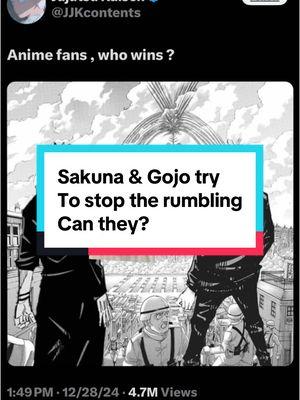 #greenscreen Sakuna & Gojo try To stop the rumbling Can they? #gojo #sakuna #jujutsukaisen #aot #eren #weebtiktok #dc #marvel #anime #manga #comic #attavsdef #kagooya #fyp #fypシ 