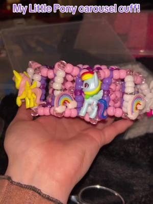 My Little Pony kandi carousel cuff. Probably the funnest thing ive made in a while. #kandi #kandiaccesories #SmallBusiness #kandikid #festivalfashion #kandicuff #mylittlepony #mlp #mylittleponyfriendshipismagic 