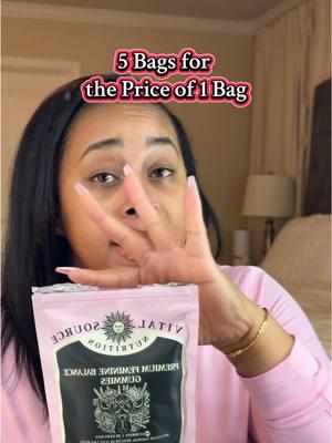 Grab 5 bags for the price of 1 before they sell out again. @Vital Source Nutrition #vitalsource #femininebalance #phbalance #femininehealth 