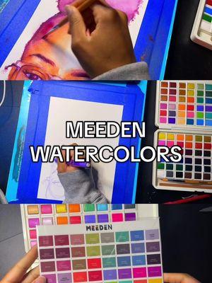 @MEEDEN ART did their big one with these paints 👏🏾  #watercolor #watercolorportrait #meedenart #meeden #watercolorpainting 