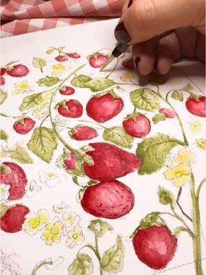 Peel back the layers! #surfacepatterndesign #textiledesign #illustration #cottagecore #strawberry 