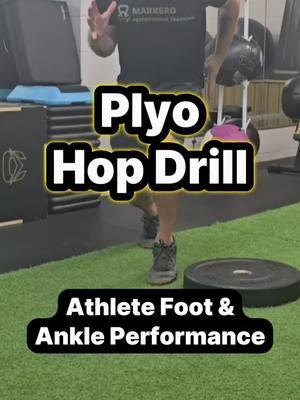 💥Lateral Plyo Hop for Foot and Ankle Performance as an Athlete💥 ✅️ Foot and ankle stability, strength, and Achilles Tendon elasticity are essential to improve for almost all athletic movements like sprinting, change of direction, and jumping. This plyo hop drill will do just that! #plyo #speedtraining #anklestrength #sportsperformance #quickfeet 