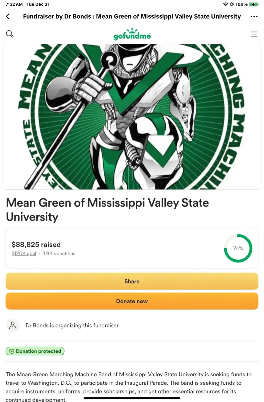 https://gofund.me/376ce6bf Go donate so these kids can perform at the inauguration! #inaugurationday #hbcu #mississippivalley #mississippivalleystateuniversity #mississippivalleystateuniversityband 