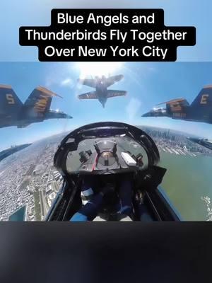 Part 2 || Blue Angels and Thunderbirds Fly Together Over New York City. #blueangels #thunderbirds #newyorkcity #flyby #flyover #jets #usaf #badass #airforce #aircraft #airplane #fyp 