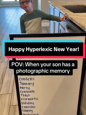 Happy Hyperlexic New Year! 🎊 This was my son last year at 5. He is hyperlexic and autistic, and his mind is truly fascinating 🤩 #hyperlexia #autism #smart #photographicmemory #memory #patternrecognition #stimming #neurodivergent #hyperlexic #autismmom #newyear #nye #happynewyear #onthisday 