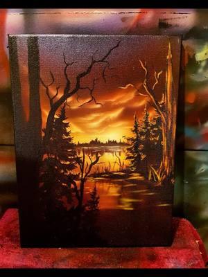 One of my very first time lapse videos from 5 years ago #timelapsepainting #video #sunset #sunrise #vibrantcolors #happytrees #freehand #oldpainting #happynewyear #airbrush 