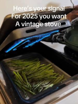 Here is your inspiration for 2025. Everyone needs a vintage stove. #simpleliving #vintagestove #stove #homemaker #inspired #kitchendecor #kitchens #kitchenstyle #foodtiktok 