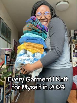 Of the 33 projects I have completed this year (thus far, I still have 12ish hours) 9 of them were garments I knit for myself. This year was my first full year of knitting and I cannot wait to see what 2025 will bring!  If TikTok does get deleted for US folx in January, I’m on instagram @gabieowleyess Patterns and yarn: 1. #porcelainsweater by Lene Holme Samsoe     🧶: MC-  Drops Flora  “Natural” held with Drops brushed alpaca silk in “off white”, CC- Drops flora in “Indigo” held with drops brushed alpaca in “26” 2. #stocktonsweater by northknits      🧶:  Big twist metallic in various colors  3. #stellatop by Svetlana Volkova      🧶: @hobbii_yarn Happy Place in “Hunter Green” 4. #rananculus by Midori Hirose    🧶: alwaysbekindyarn  special dyed yarn for my honeymoon wardrobe 5. #melidesdress by Vert Knit      🧶: MCs: knittingforolive pure silk in “sunflower” and “poppy blue”, CC: knitting for olive pure silk in “raspberry pink” 6. #ingridsummersweater by Gregoria Fibers      🧶: Berroco modern cotton DK in “Waterman Pond” 7. #ripplecroptopworsted by Jesse Mae     🧶: Lion Brand Truboo in “light blue” and “thistle” 8. #sheepcampsweater by Native Knitter     🧶: MC- @verdantgryphon Traveller in “Barbary Coast”, CC: @badsheepyarn Merino Nylon DK in “BobBon” 9. #tombotee by Florence Miller     🧶: MC, @ritualdyes Maiden in “ green tourmaline”, CC- various minis from the rose city yarn crawl! #knitting #knittersoftiktok #blackgirlsknit #yarn #knittok #everythingiknitin2024 #yarntok #pdxknitter #blackgirlsknit #CapCut 