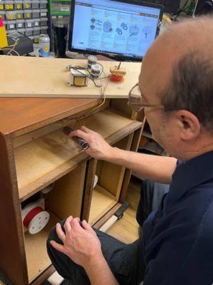 Mr. B checking out this massive Wharfedale speaker. 🔊  #vintageaudio #hifiaudio #vintagespeakers #hifi #workvibes #stereosound #stereo #vintage #beauty #speaker #mcm #midcentury #musictherapy