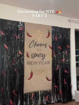 NYE CHILI COOK OFF- PART 2🌶️🔥 my fav part in this video is when I tell y’all how much I have left to do but then ask if I should do more😭😭 I don’t know when to stop lol #nye #nyeparty #newyears #newyear #2025 #newyearseveparty #partydecor #houseparty #chilicookoff #party #DIY #banner #paintedbanner 