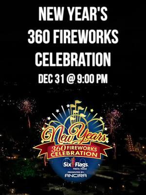 Get ready, San Antonio. New Year's Eve is going to be lit! Join us at #SixFlagsFiestaTexas for the New Year's Eve 360 Fireworks Celebration Presented by ANCIRA™ today at 9 PM 🎇. #NewYearsEve #FireworksCelebration #NewYearsEve2024 #SixFlags #NYE2024