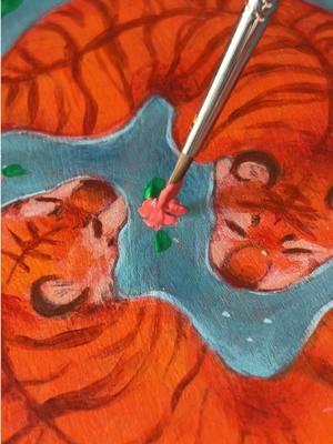 🪷 Process of painting the lily pads! Had so much fun doing this, highly recommend trying this style of painting (: . . . . #painting #acrylicpainting #acrylicpaint #naturecore #forestcore #animalpainting #art #tigerart #illustration #artistsoftiktok #cozyart #tigerlover #illustrator #paint #cuteart #flowers #lilypads #flowerart 