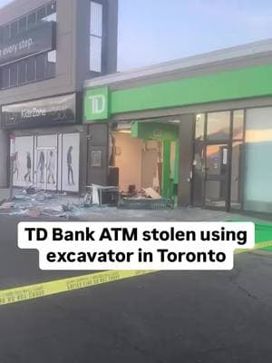 An ATM machine was stolen after an excavator crashed into a TD branch at Bathurst St. and Lawrence Ave. early Tuesday morning. Police are investigating and searching for suspects. #Toronto #nownews