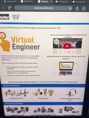 If ya don’t already know about the Parker Sporlan Virtual Engineer web app you should check it out I was doing an install for some walk in cooler equipment and it helped to to size the refrigerant lines but it can do so much more than just line sizing it can handle majority of their components also #hvacrvideos #hvacr #bigpicture #parkersporlan #virtualengineer 