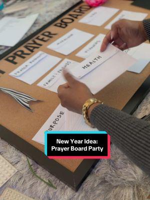 Looking for a meaningful way to start the year? Host a Prayer Board Party or make one for yourself! 🎉🪩 Unlike a vision board that’s all about what you want, a prayer board focuses on what you’re believing for—placing it all in God’s hands. 🙌🏽 Here’s how to do it: 1️⃣ Choose categories (Family, Career, Health, etc.). 2️⃣ Label envelopes and write prayers on index cards. 3️⃣ Pin them to a board and decorate! Make it a solo project or invite friends for a night of reflection, encouragement, and prayer.  #PrayerBoardParty #FaithOverFear #NewYearIntentions #2025 #visionboard #newyearparty 