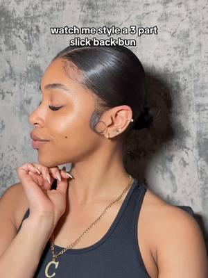 3 part slick back bun ✨ #slickback #slickbackbun #slickbackponytail #3part #oldsilkpress #hairstyle #hairtutorial #fyp #fypシ 