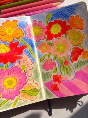 poppy flower doodles in my sketchbook using only color pencils ✏️✨🫧 #art #sketchbook #colorpencil #drawing #prismacolor 