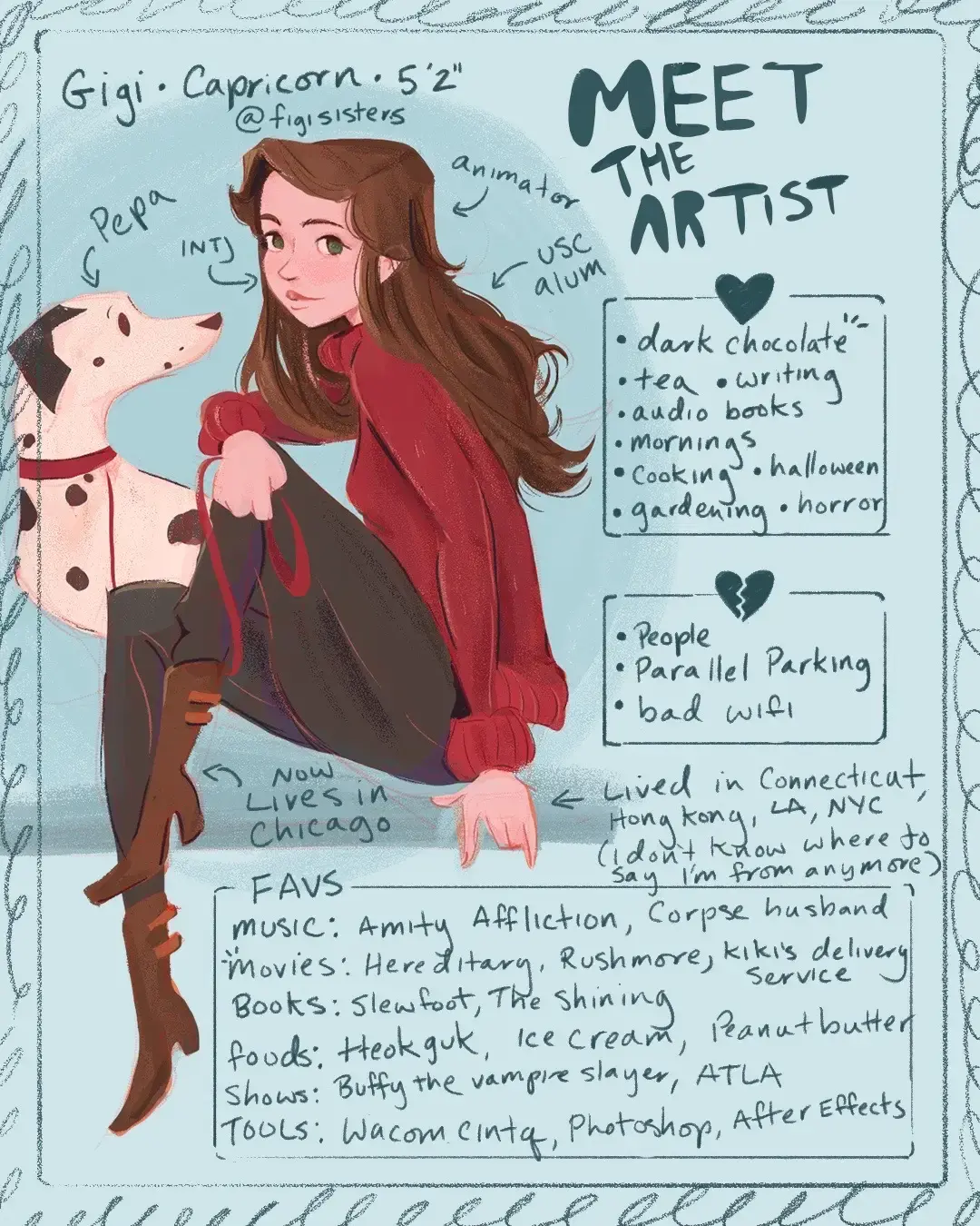 There’s some new faces around here so i thought i’d reintroduce myself with a Meet The Artist post (i’ve never made one before so now seemed like as good a time as any!) . . Tell me about YOU in the comments!  . . #meettheartist #selfportrait #animator #animatorsoftiktok #illustrator 