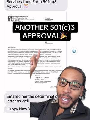 Another long form 501(c)3 approval 🎉 comment or DM me “APPROVED” today is the last day for our done for you services discount 🤞🏾 • #nonprofit #501c3 #dfy #comment #approved #nonprofitsoftiktok #nonprofitorganization #anotherone 