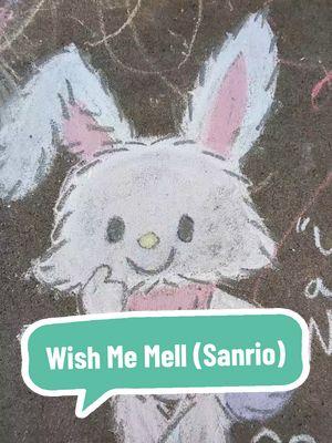 Replying to @azixxmobilelegend  Wish Me Mell 🤍💛💜💚 A cute little mail carrier bunny. Wishing you all a well and happy New Year!  What is your wish for the New Year? #art #artist #chalk #chalkart #wishmemell #sanrio #fanart #sidewalkchalk #streetart #bunnyart #mailcarrier #newyear #newyears #happynewyear #artinthepark #cute #makeawish 