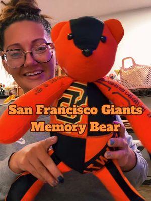 San Francisco Giants memory bear 🧡🖤 #lavaughncottage #lavaughncottageanimals #memoryanimalsfromclothing #handmadestuffedanimal #comfortanimals #memoryanimals #memorybears #inmemoryofdad #dad #sanfrancisco #giants 