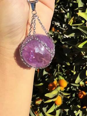 Amethyst Sphere Pendant Necklace #DIY #handmadenecklace #crystalnecklace #healingcrystal #amethyst #amethystnecklace 