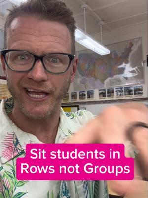 Group seating is not best practices if it makes it harder for you to teach and for students to learn.  When I was new and really struggling with management issues, I still thought I had to keep students in group seating because rows were too “industrial” and would break their creative spirits.  But good news! There is no constitutional right for students to sit with their friends or in groups. So having a seating chart and setting up the room so students are better able to focus and learn is the name of the game.  And if you’re interested in a classroom management training to help you transform your teaching, comment below and I’ll get you details on the free training this Sunday, 1/5 at 7pm EST.  #teachers #newteachertips #classroommanagement #teachertok #studentteachers #hawaiiteachers 