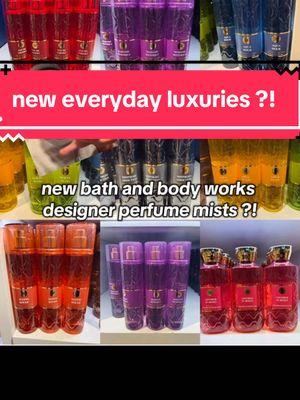 new bath & body works designer perfume inspired mists ?! looks like the everyday luxuries line might be expanding 👀👀 what do yall think these are inspired by?! #perfume #fragrance #perfumetiktok #perfumetok #bathandbodyworks #bathandbodyworkshaul #bathandbodyworkscheck #everydayluxuriescollection #designerperfume  #perfumecollection #perfumerecommendations 