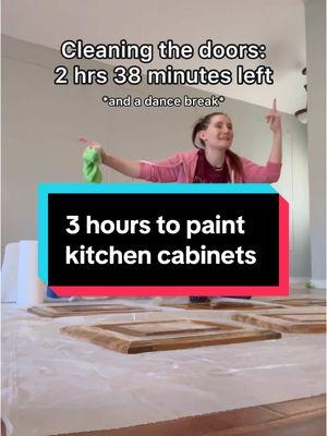 Accidental timed experiment of how fast I can paint kitchen cabinets 😂 #kitchencabinetmakeover #kitchencabinetpainting  #paintingcabinets  #greenscreenvideo 