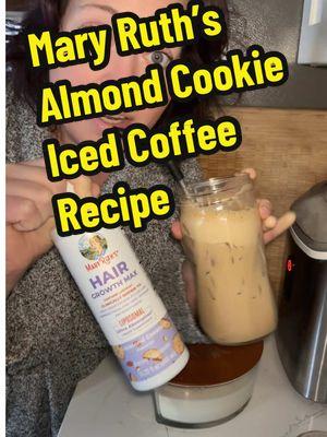 Enjoy!!  Mary Ruth’s Almond Cookie Iced Coffee Recipe: Large glass or jar with ice 2 oz hot water 1 Tbsp espresso powder 1 Tbsp Mary Ruth’s Almond Cookie 6-8 oz milk of choice @@MaryRuth's##maryruthsorganics##maryruthspartner##maryruths##maryruthsalmondcookie##maryruthsicedcoffee##icedcoffee##diyicedcoffee##growthjourney##hairsupplement