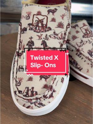 Channel your inner cowboy with these Twisted X slip-ons! 🤠🔥 Maroon & ivory make for the perfect Wild West combo. Whether you're ridin' through town or just kickin' back, these kicks are made for comfort and style. Get ready to step into the wild with these Western-inspired beauties! #twistedx #cowboy #vaquero #westernshoes #westernwear 