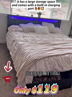 Want to bed is to have a cool design. Have great functionality. check this bedframe out! #furnulem #bedframe #led #ad #ledlights #upholsteredbed #CapCut #chargingstation #tiktok #headboard #furniture #furnituretok #homedecor #Home #TikTokShop #contentcreator #content #collab #influencer #tiktokmademebuyit #fyf #roadto10k #fypp #trending #summervibes #Summer #bed #pridemonth #room #makeover 