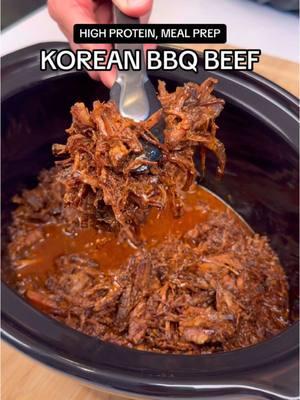 Korean BBQ Beef Most Viral Meal Prep Recipes of 2024 #6 Per Korean Beef Rice Bowl (makes 10) 505 Calories 36g Protein 56g Carbs 14g Fat Only Korean BBQ Beef (per 4oz, makes 12) 295 Calories 30g Protein 12g Carbs 14g Fat This is a recipe from my new Slow Cooker Meal Prep Cookbook, which is officially here! 80+ indulgent meal prep recipes, just like this one. I spent a year fully dedicated to making the best high protein slow cooker recipes that exist, and everything I learned is distilled in the book 🙌. Link is in my bio. Ingredients: 48oz skirt steak, exterior fat trimmed lean* 5 tbsp soy sauce 3 tbsp gochujang 3 tbsp mirin 2 tbsp honey 2 tbsp garlic purée 1 tbsp ginger purée Black pepper, to taste 4 tbsp oyster sauce* 2 tbsp toasted sesame oil* *Add after cooking/after shredding beef for best flavor. I added in at the beginning on accident, and it still tasted delicious, but generally better to add these at the end I recommend Lee Kum Kee brand for the oyster sauce. It should taste very umami & salty with deep caramelized sweetness (it shouldn’t taste fishy or bitter) Other lean steak options: - Flat Cut Brisket (all exterior fat removed) - Beef chuck (remove large chunks of fat) - Top sirloin Low: ~6 hours  Or  High: ~4 hours Spicy cream sauce: 200g nonfat skyr or greek yogurt  2 tbsp gochujang 2 tsps chili crisp Add 40ml milk or until desired constituency Salt & pepper to taste 600g Rice (uncooked weight) Garnish with sesame seeds and green onions #stealthhealth #mealprep #healthyrecipes #healthyrecipesfordinner  #EasyRecipe #mealprep #highproteinrecipe #macrofriendlyrecipe #lowcalorierecipe #countingcalories #trackingmacros #fitness #crockpotrecipe #slowcookerrecipe #slowcookermealprep #healthyslowcookerrecipes #koreanbeef #koreanbbq #koreanbbqbeef #bulgogi #koreanbeefbowls