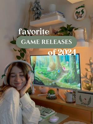 favorite game releases from this year🎮💚 how is 2024 already ending?! what was the best game you played? #cozygames #2024 #nintendoswitchgames #pcgaming #cozygamer #desksetup 