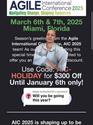 Replying to @Rachel M #greenscreen AIC2025 Discount Code - AIC-HOLIDAY for $300 Off! I will be there as a speaker and volunteer! #scrummother #scrummaster #scrum #agile #moveyourownneedle 