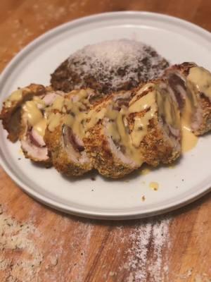 Chicken Cordon Bleu with a white wine honey mustard sauce and mushroom risotto: Here’s a little ASMR video of cooking last night’s dinner.  I’ve been under the weather the last few days and haven’t done much but I did get up last night to fully try out the @cafeappliances Couture Air Fryer. I was kind of winging converting recipes from oil frying to air frying and I came up with turning down the temp 25 degrees and cooking for 20% less time. It seems to get a perfect outside crust with a juicy 160 degree internal temperature. All the positives of frying with a fraction of the mess and no excessive grease.  #ChickenCordonBleu #AirFryerCooking #SimpleMeals #JeffsKiltedKitchen #HomeCooking #DinnerInspo #WeeknightDinners #MushroomRisotto #QuickRecipes #asmrfood #asmr #happynewyear #homecooking  #cafeappliances #cafecouture #foodtiktok #cooking #fyp 