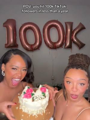 We LITERALLY couldn’t have done it without yall!! Thank you so much 🥳🎈🥂🎉 #fyp #foryou #lesbiansoftiktok #100kfollowers #celebritynews  @Sydney Mack @Theracquelsimone 