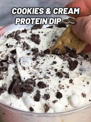 Cookies & Cream Protein Dip with 22g protein and one of the tastiest snacks you can make on diet! ✅ Ingredients: 1-1/2 cup Greek yogurt (330g) 1/2 cup whipped cream cheese (90g) 2 scoops vanilla whey protein (60g) @legion discount code KORY 1/2 cup zero calorie powdered sweetener 1 tbsp sugar-free cheesecake pudding mix (8g) 1/2 tsp vanilla extract Pinch of salt 1/2 cup Cool Whip (35g) 4 crushed sandwich cookie thins (30g) 💪 Macros per serving:  210 calories, 6g fat, 14g carbs, 22g protein.  Makes 4 servings. #oreos #oreo #cookiesandcream #protein #dip #highprotein #macros #healthysnack #snack #fitness #healthy #healthyrecipe #flexibledieting #weightloss #cooking #fatloss