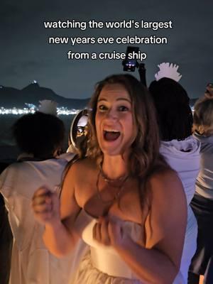 NEW YEARS | this time last year... we were watching the new years eve celebration on Copacabana Beach in Rio, Brazil 🇧🇷 from the Ultimate world cruise.  This is the worlds largest new years celebration and fireworks show. i cant begin to describe the energy felt on this night ✨️ happy new years eve my friends! 🥂🫶 #rio #copacabanabeach #worldcruisediaries 