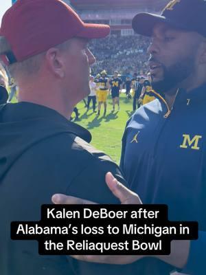 Kalen DeBoer shakes hands with Sherrone Moore and leaves the field after Alabama’s 19-13 loss to Michigan. #rolltide #rtr #alabama #CollegeFootball #bama #michigan