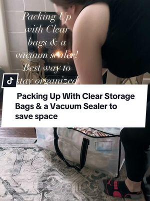 Packing Up With Clear Storage Bags & a Vacuum Sealer to save space and stay organized #storageideas #packing #movingbags #movingtips #christmasstorage #garageorganization #organizedhome #organizewithme #organize #vacuumseal #vacuumsealer #CleanTok #cleaningtiktok #organizetok 