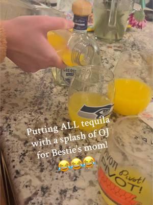 Bestie’s mom was not impressed with us! 😂😂😂 #tequila #tequilamademedoit #jokingaround #mom #MomsofTikTok #stiffdrink #playingaround #besties @Jordan Halingstad @Teresa H 