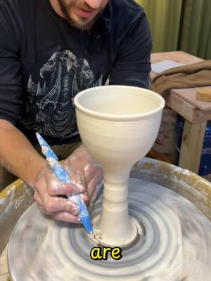 Challenge level: 7/10  Here’s a complete video of how to make a wine goblet in one piece on the pottery wheel. Can’t wait to fill this up!  #pottery #goblet #chalice #potterylesson #howto #wheelthrowing 