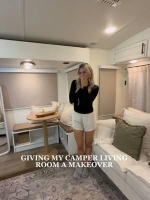 What do you think about the new living room?! #campergirl #rvlife #Lifestyle #renovation #makover #camper  