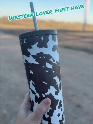 Cute gift idea for the western lovers in your life! High quality metal tumblr with two lid styles and multiple straws! #western #cowprint #westernstyle #westernfashion #rodeo @ESWB #ESWB #ESWBbyTinx #TikTokShop 