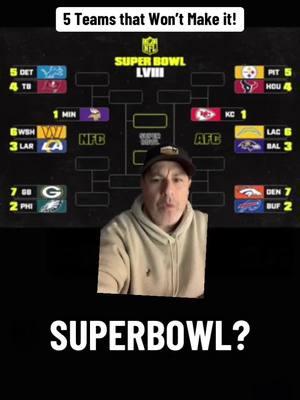 The 5 Teams that will not make it to the #SuperBowl this Season. Our #NFLPLAYOFF preview coming. Who do you think makes it to the Superbowl in #AFC & #NFC #superbowlbets #superbowlliv #nflsuperbowl #superbowl2025 