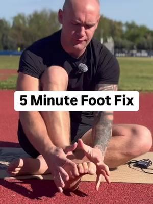 5 Minute Foot Fix You don’t need an expensive program to fix your body.  You just need movement. Try this 5 minute routine. Hand Foot Glove - 30 second/Side Foot Crunches to Metatarsal Spreads - 30 Seconds Arch Builders - 30 Seconds Fascial Pull Ankle Circles - 15 Seconds Each Direction/side Calf Raises - 30 Seconds Tib Turns - 30 Seconds Full Foot Splay Stretch - 30 Seconds Foot Fist Toe Tucks into Ankle Extension - 30 Seconds And if you want more help with this process, hit the link in my bio to get started today. - - #feet #footpain #footmobility #footstrength #barefoot 