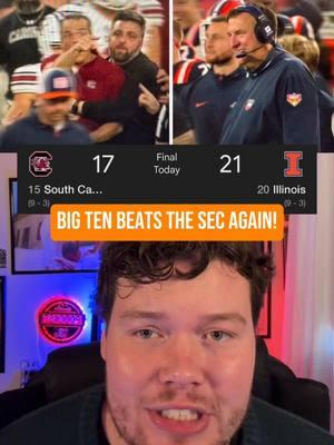 Fireworks go off as Illinois beats South Carolina giving the BIG Ten another win over the SEC today #illinois #southcarolina #shanebeamer #bilema #bowlseason #cfb #CollegeFootball 